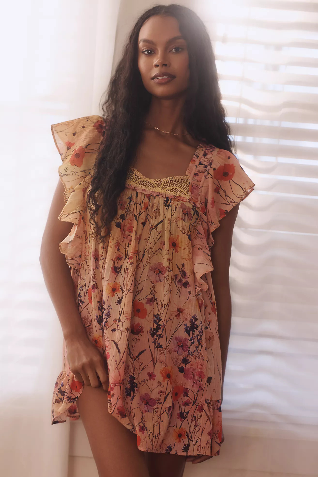 By Anthropologie Flutter-Sleeve Mini Dress | Anthropologie (US)