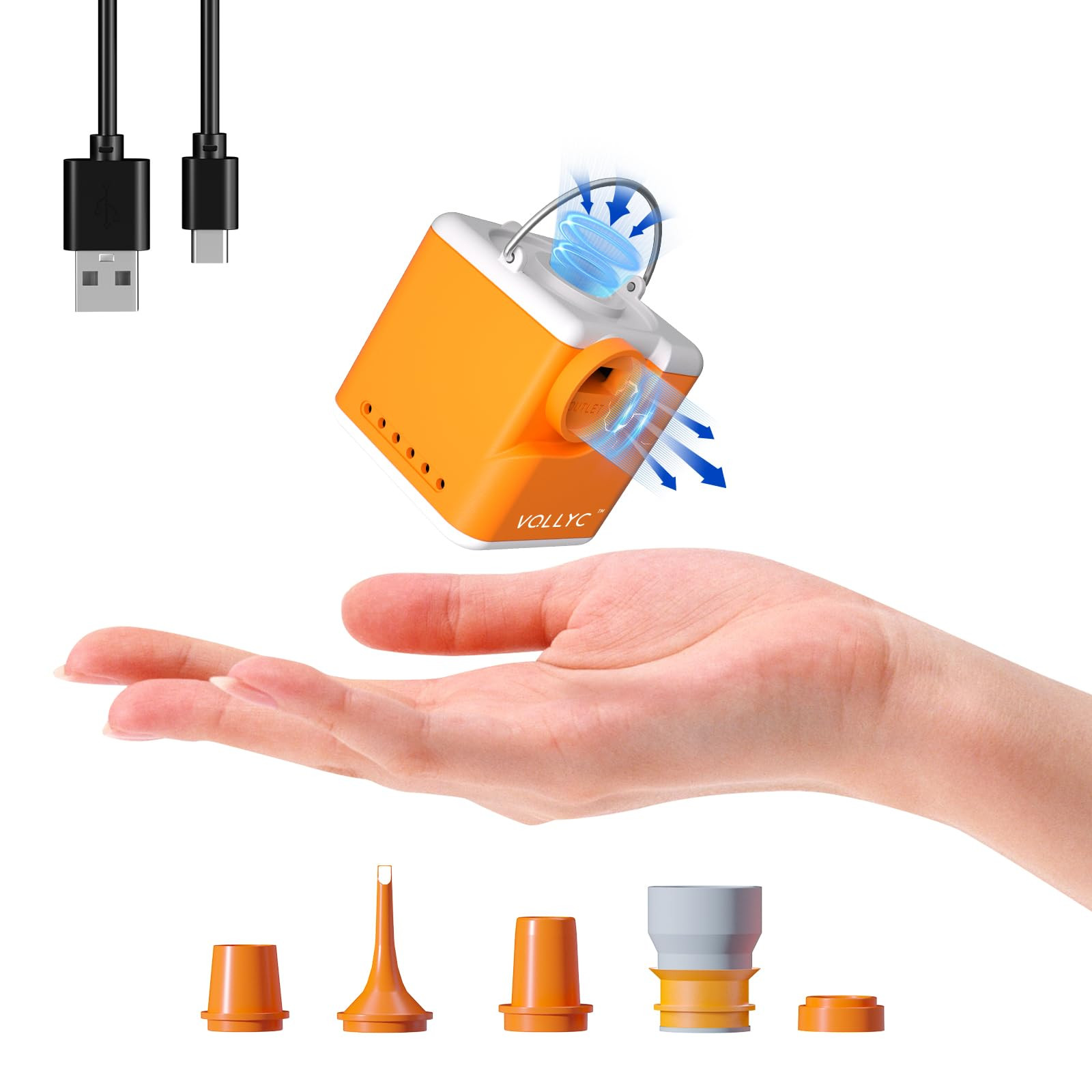 Portable Air Pump for Inflatables, 4.5kPa Ultra Powerful Mini Air Mattress Pump with Light, 2400m... | Amazon (US)