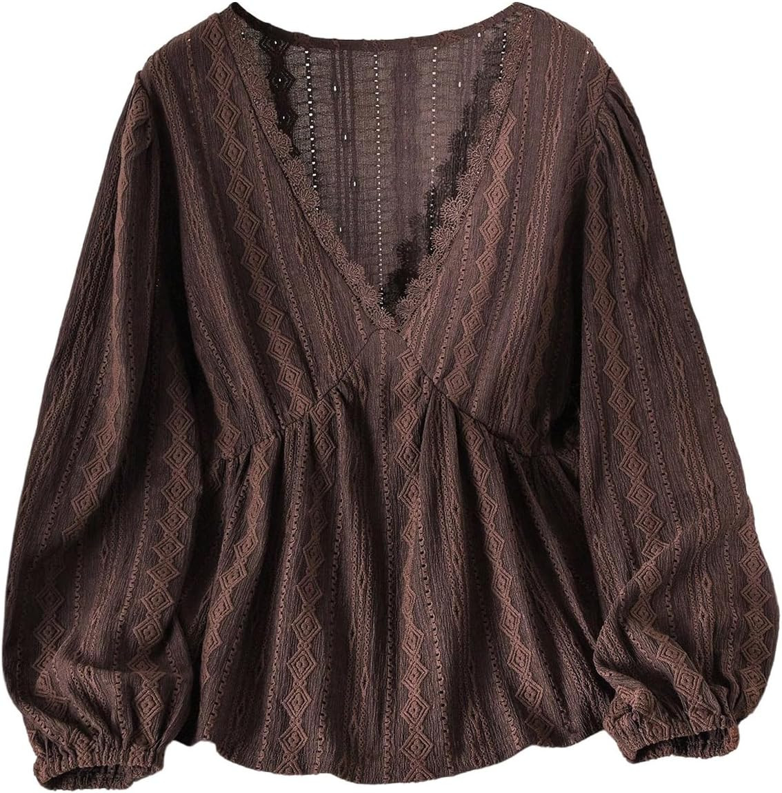 SOLY HUX Women's Plus Size Lace Deep V Neck Blouse | Amazon (US)