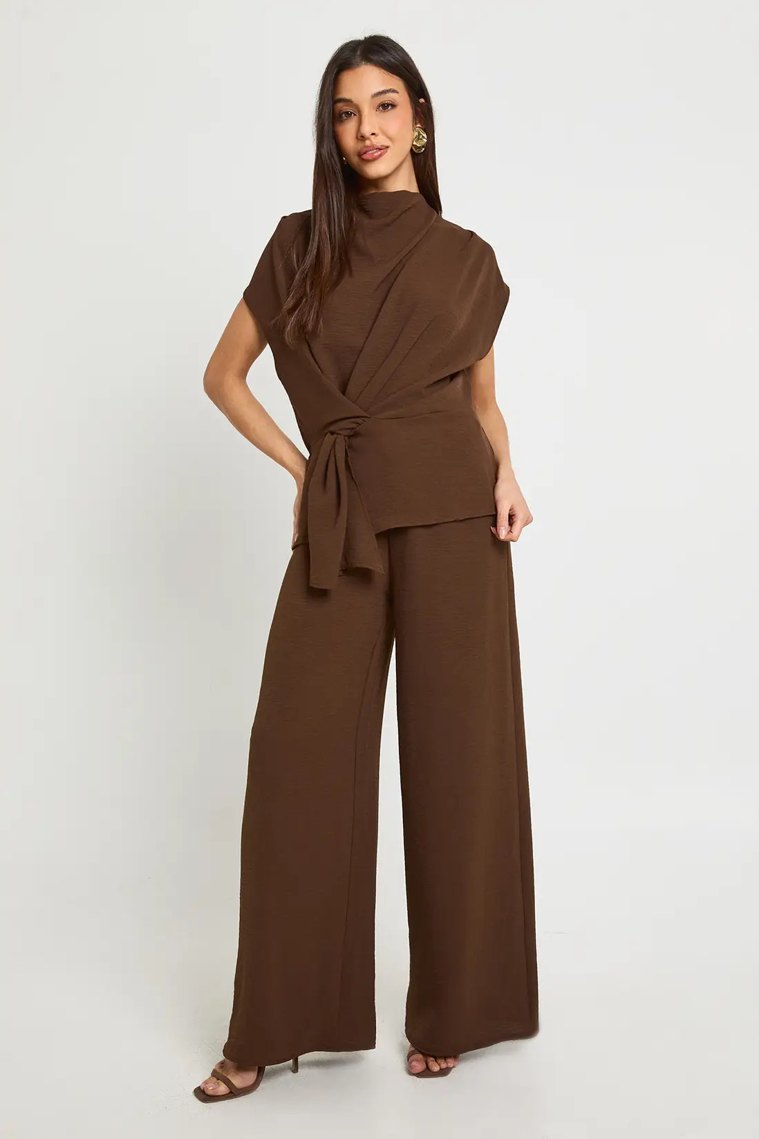 Woven Drape Blouse & Trouser Co-Ord | Boohoo.com (UK & IE)