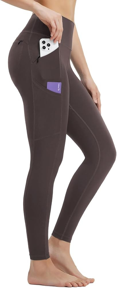 baleaf Women's Leggings with 6 Pockets 25'' High Waisted Workout Yoga Tummy Control 7/8 Ankle Pan... | Amazon (US)