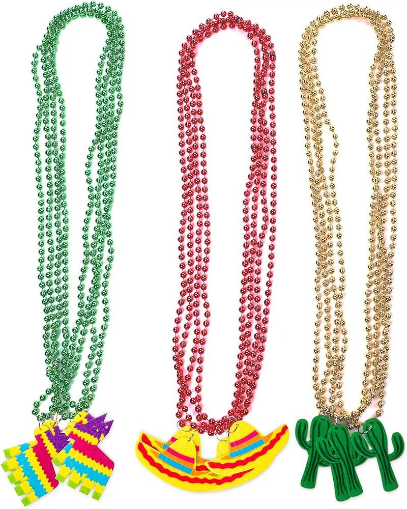 jollylife 21PCS Cinco de Mayo Fiesta Necklaces Bead- Mexican Birthday Party Favors Supplies Decor... | Amazon (US)