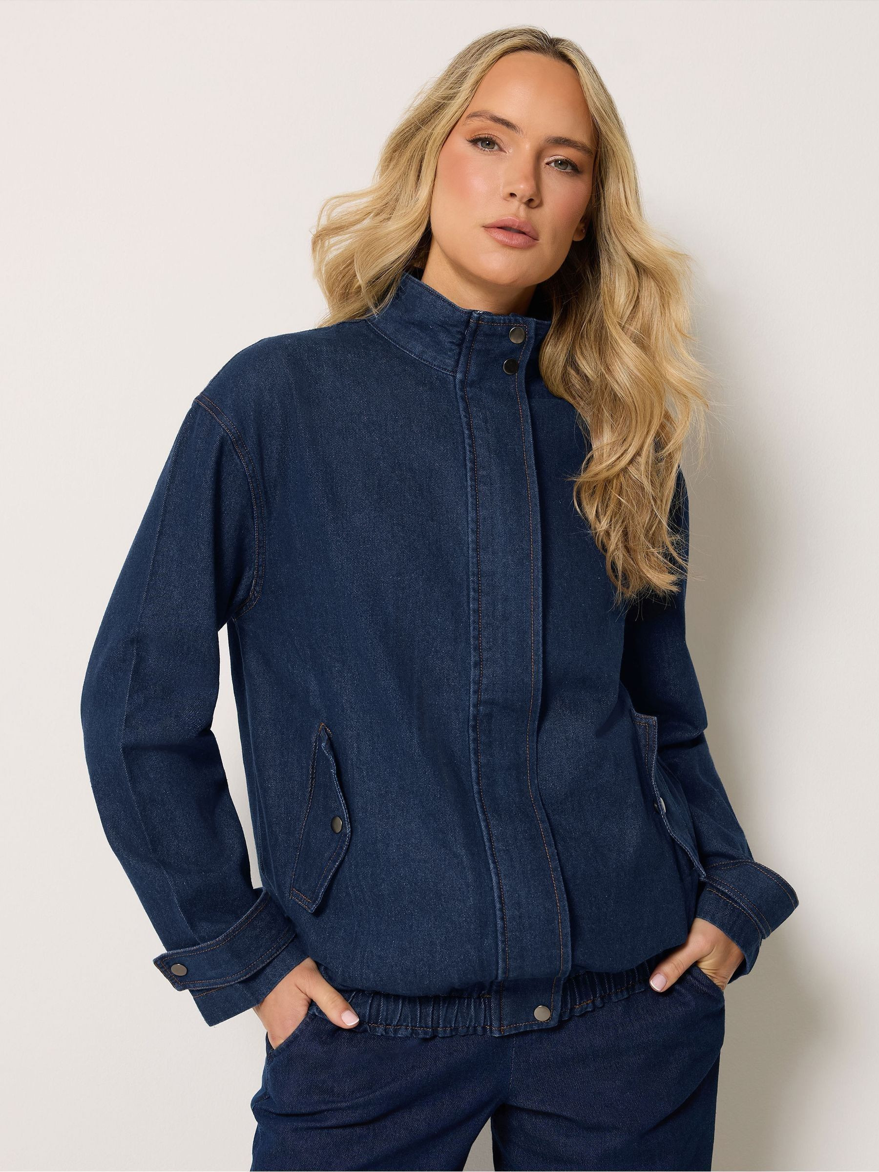 Long Tall Sally Long Tall Sally Blue Funnel Neck Bomber Jacket | Next US