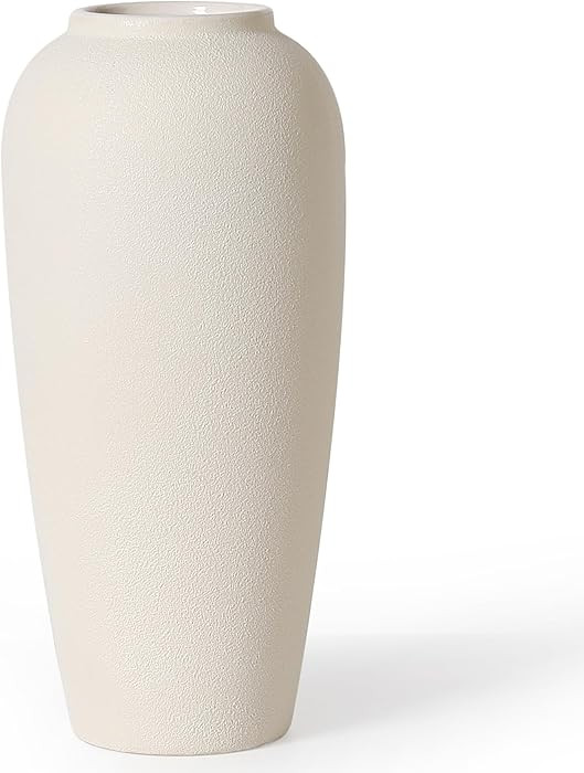 Kokrose Rustic Ceramic Table Vase, 14.9" Vintage Cream Clay Tall Floor Ceramic Terracotta Vase fo... | Amazon (US)