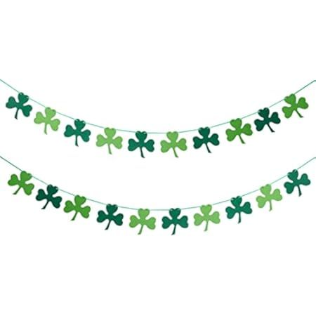 DIYASY Shamrock Clover Garland Banner,Green Felt St. Patrick 's Day Banner Decor Irish Day Party Han | Amazon (US)