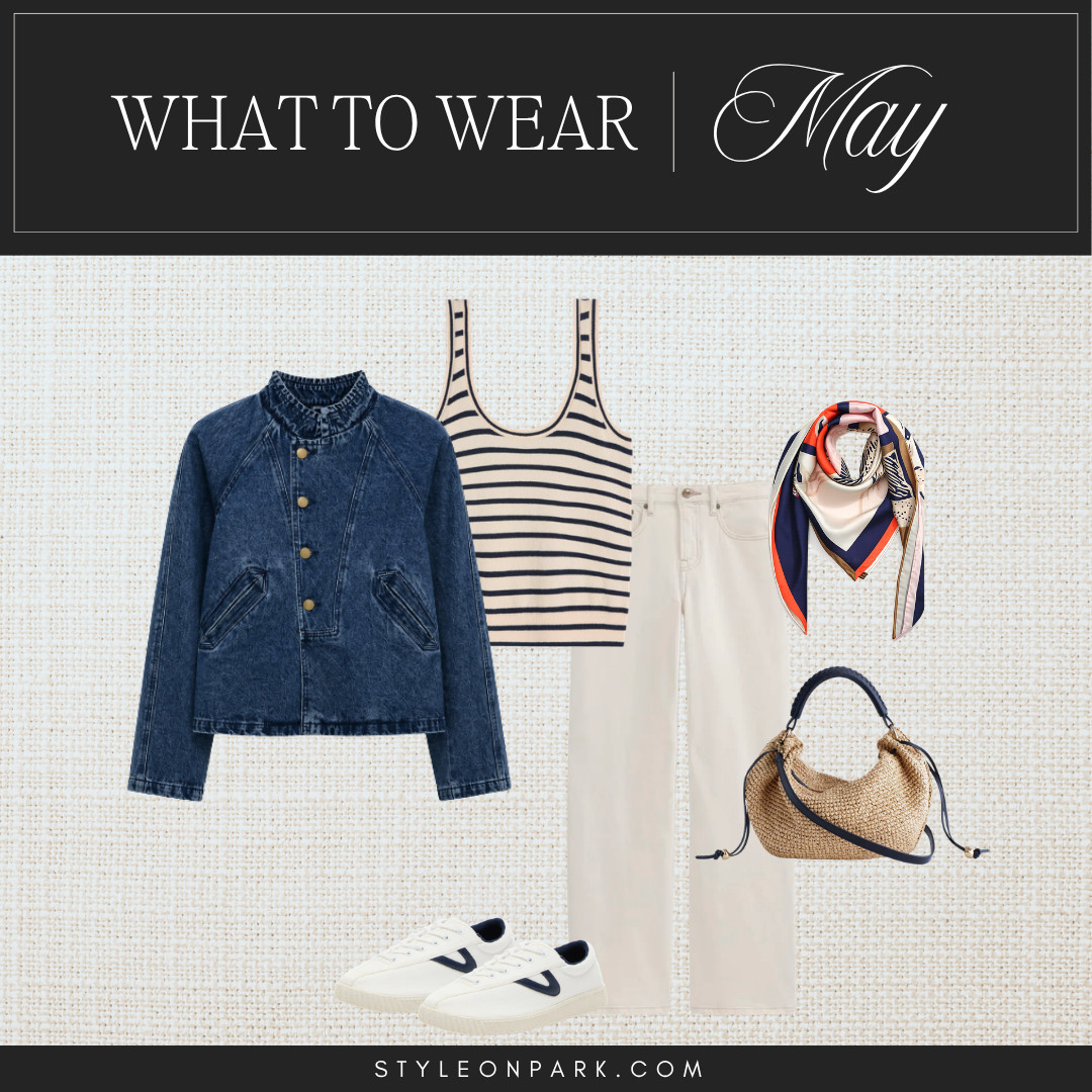 One of the easiest spring outfit formulas: a striped tank, light denim, white sneakers, and a great jacket.

Comfortable enough for travel days and city walking, but still polished and put together. 

 #LTKSeasonal #LTKOver40 #LTKTravel