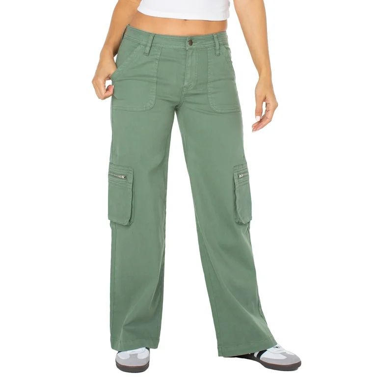 Celebrity Pink Juniors and Juniors Plus Mid Rise Wide Leg Cargo Pant Sizes 1-24W | Walmart (US)