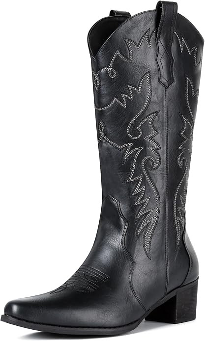 IXU Cowboy Boots For Women Pointy Toe Women's Western Boots Cowgirl Boots Mid Calf Boots | Amazon (US)