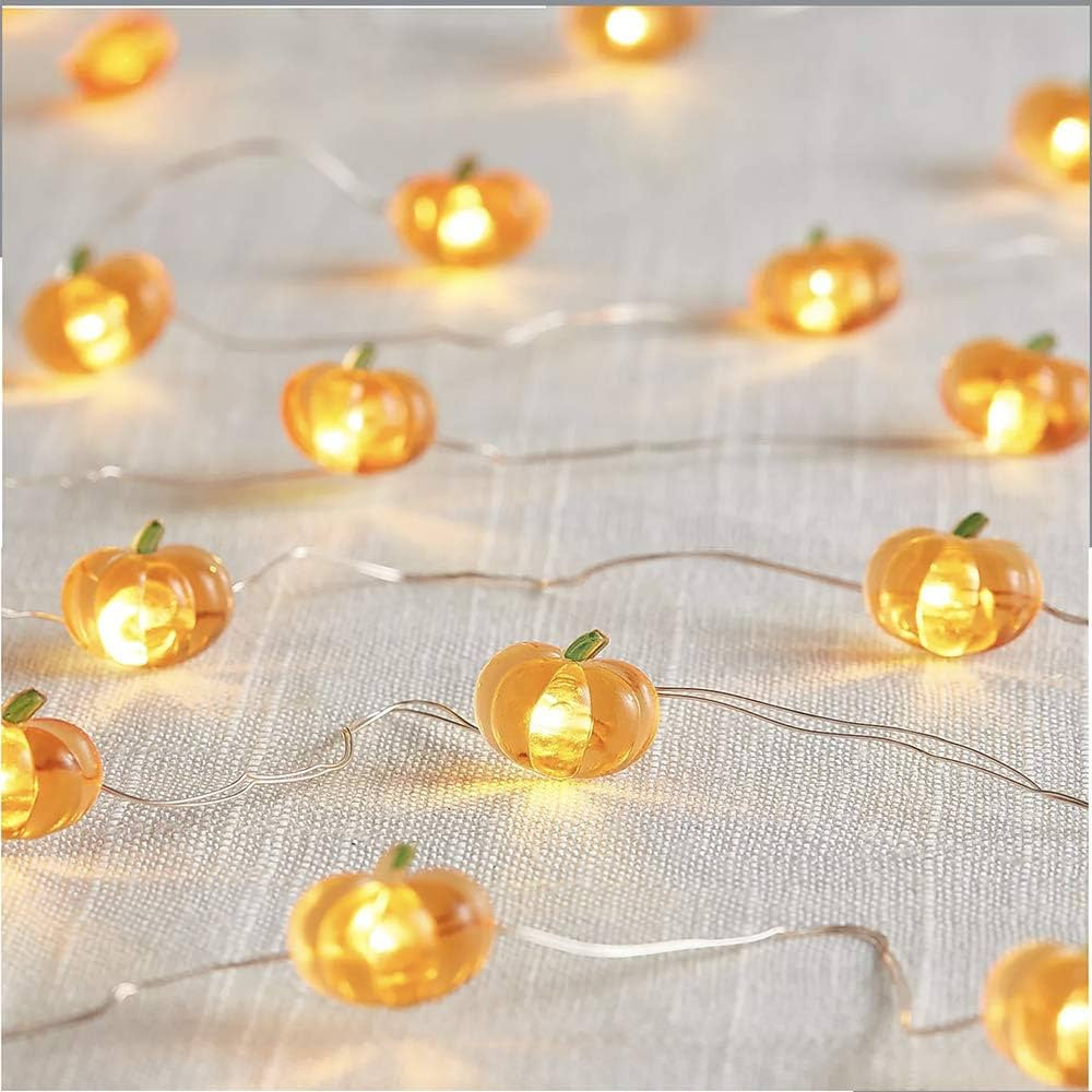 Pumpkin String Lights 10FT 40LED Pumpkin Lights Battery Operated with Remote for Fall Decorations... | Amazon (US)
