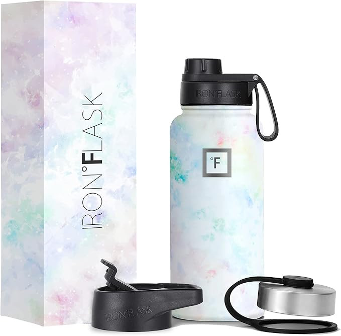 IRON °FLASK Sports Water Bottle - 40 Oz, 3 Lids (Spout Lid), Leak Proof, Vacuum Insulated Stainl... | Amazon (US)