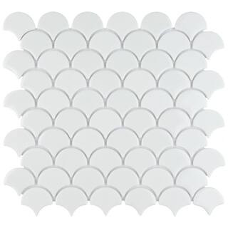 Merola Tile Expressions Scallop White 11-1/4 in. x 12 in. x 7 mm Glass Mosaic Tile (0.94 sq. ft./... | The Home Depot