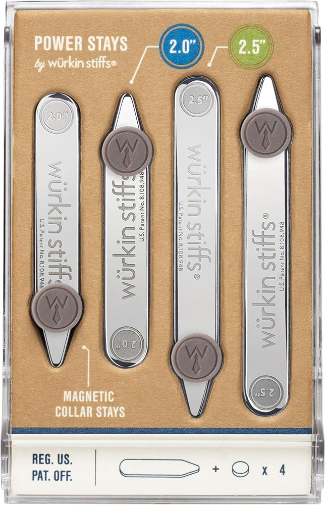 Wrkin Stiffs Magnetic Collar Stays - 2.0' & 2.5' Power Stays (2 Each) with Storage Case | Amazon (US)