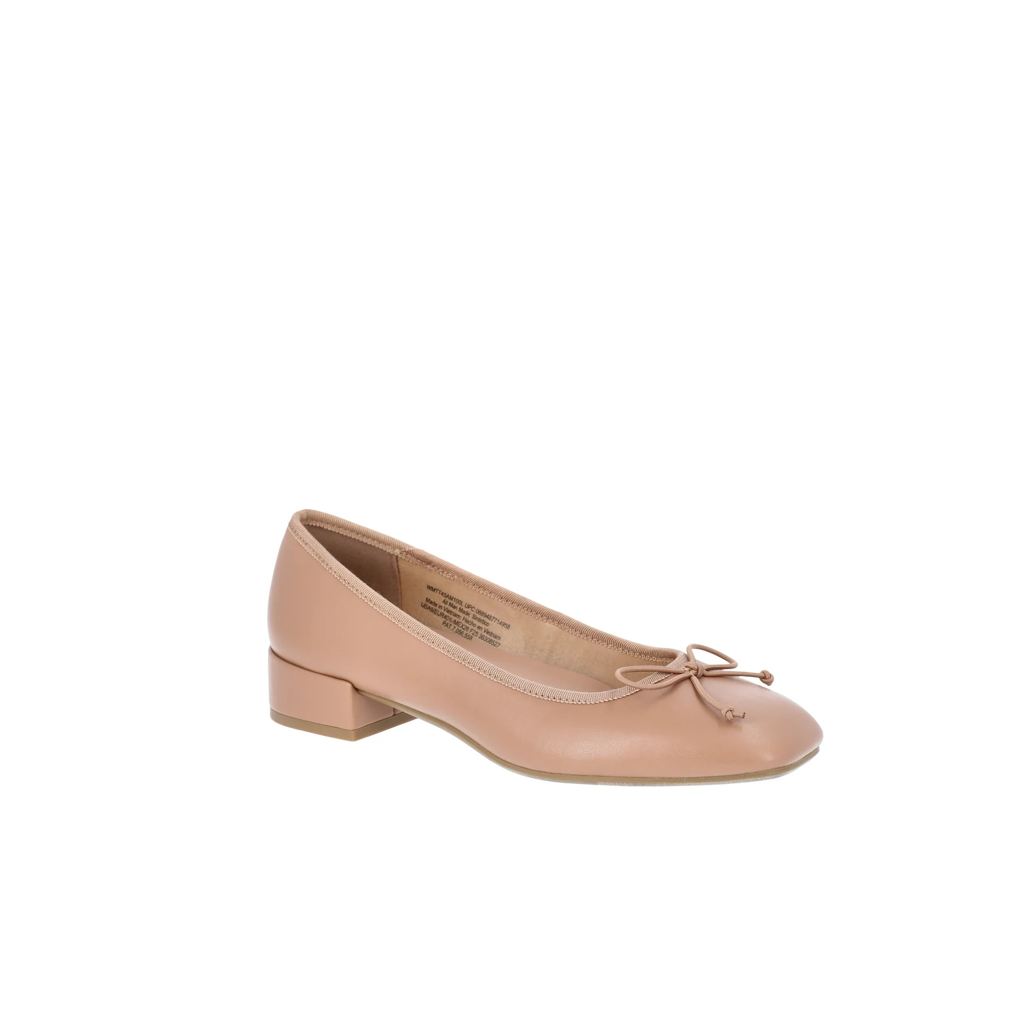 Time and Tru Women's String Bow Block Heel Ballet Shoes | Walmart (US)