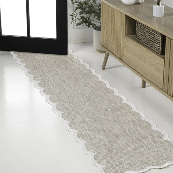 Manado Classic Cottage Two-Tone Scalloped Beige/Cream Indoor/Outdoor Rug | Wayfair North America