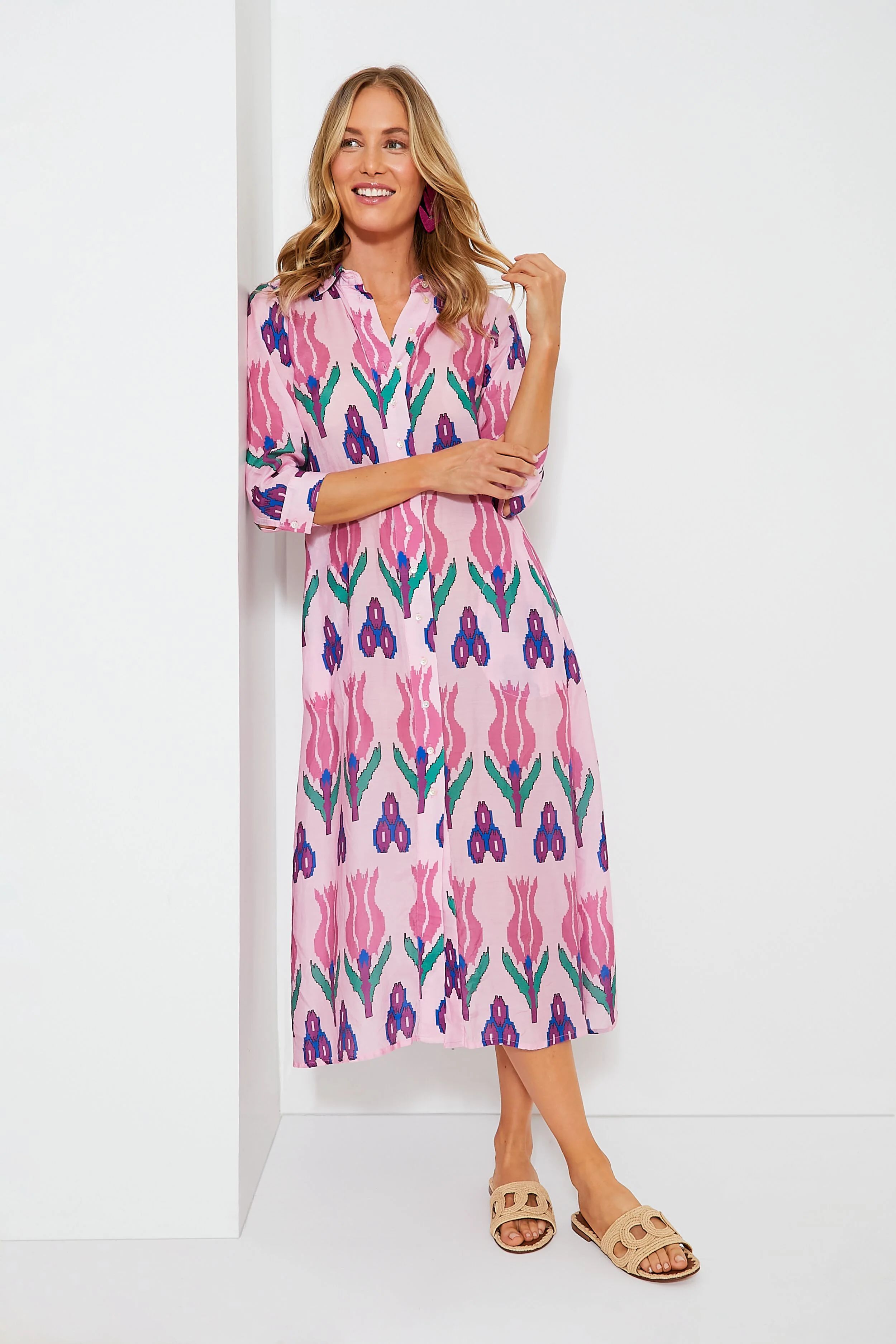 Sumba Pink Shirt Midi Dress | Tuckernuck (US)