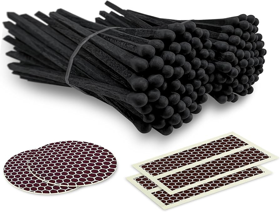 4" All Black Matches (100 Count, with Striking Stickers Included) | Decorative Unique & Fun for Y... | Amazon (US)