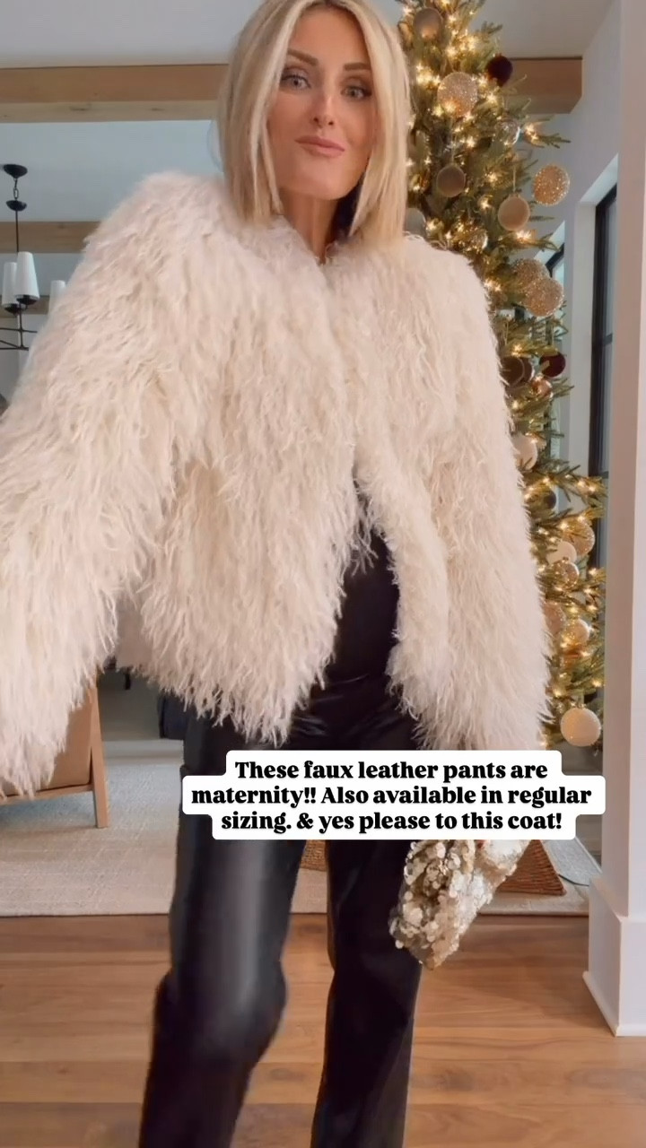 These faux leather black pants are actually maternity, but they are also available in regular sizing! Love a leather pant to dress up a look! This fur coat is great to have for events during the colder months! Wearing S/25! Use code AFLOVERLY for an extra 15% off! 

Loverly Grey, Abercrombie sale, maternity pants, faux leather pants, fur coat, Black Friday, cyber week, holiday looks, holiday outfits 

#LTKSaleAlert #LTKCyberWeek