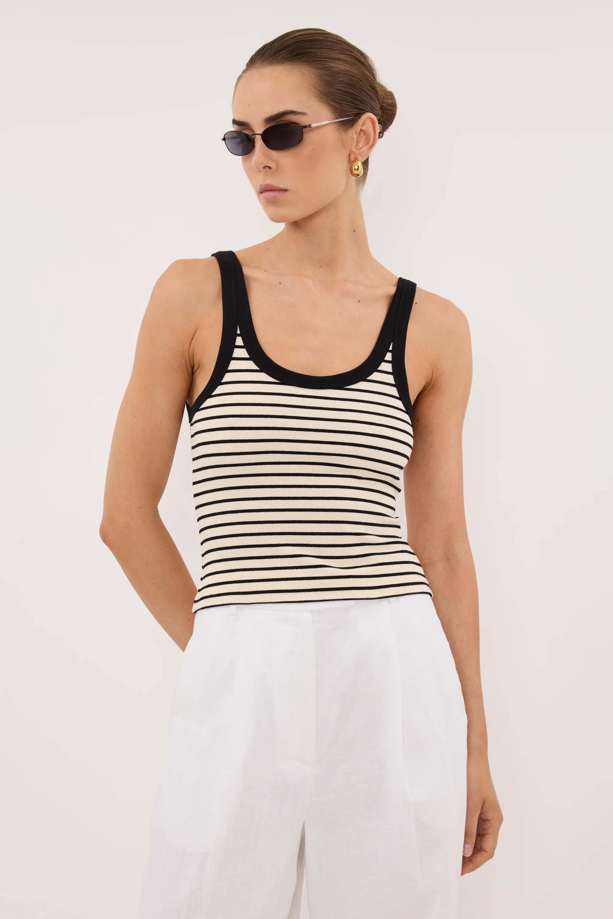 PENNY CREAM/BLACK STRIPE KNIT TANK | DISSH