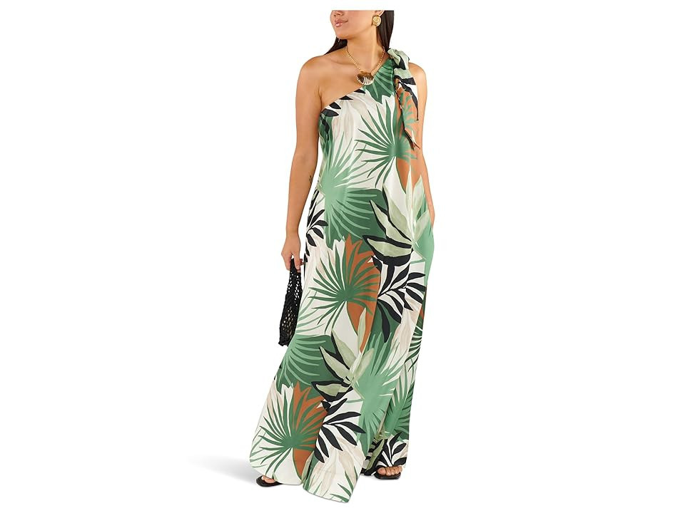 Show Me Your Mumu Jackie Maxi Dress Women's Dress Caribbean Palms Luxe Satin : MD | Zappos
