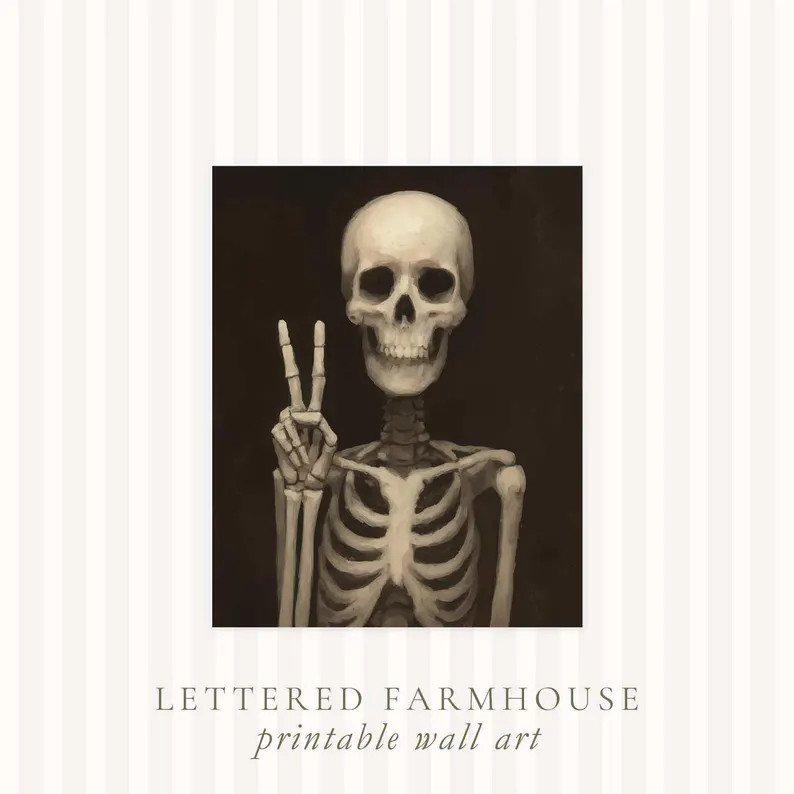 HALLOWEEN PRINTABLE WALL Art, Halloween Decor, Skeleton Peace Sign, Fall Decor, Decor For Hallowe... | Etsy (Global)