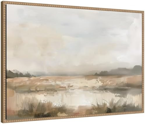 Kate and Laurel Framed Canvas Wall Art Print Neutral Abstract Landscape by The Creative Bunch Stu... | Amazon (US)