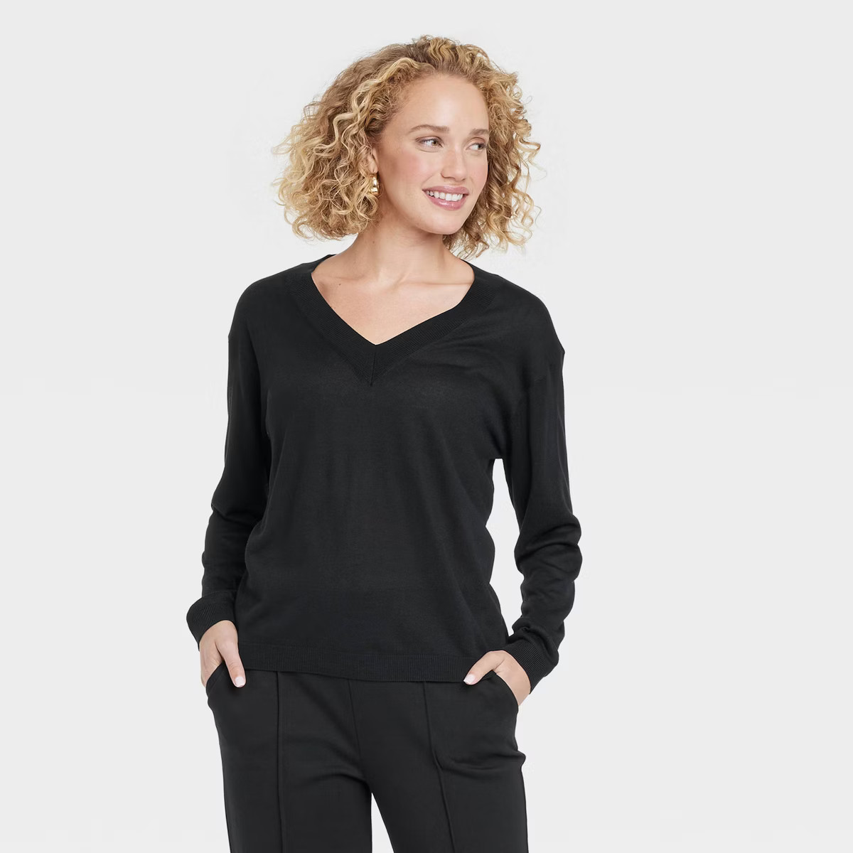 Women's Fine Gauge V-Neck Pullover Sweater - A New Day™ | Target