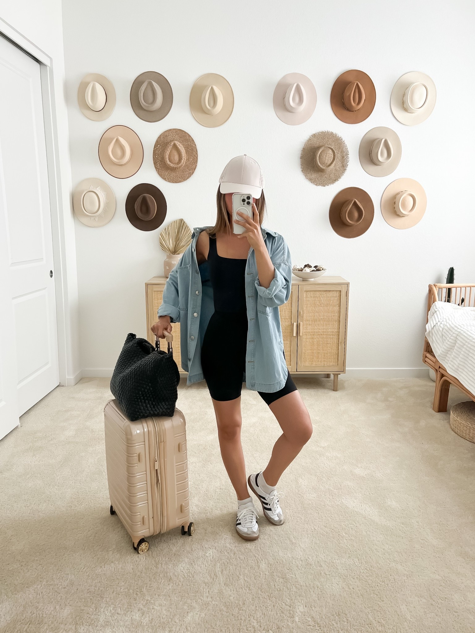 Spring airport outfit idea, spring airport outfits, spring travel outfits, spring outfit idea, spring outfits, summer airport outfit idea, summer airport outfits, summer travel outfits, summer outfits, athleisure outfit, casual outfits, errands outfit, bike shorts outfit, sports bra, workout bra, denim shirt, denim jacket, adidas samba decon sneakers, adidas samba sneakers, trendy sneakers, must have sneakers for women, baseball hat, woven tote bag, beis luggage dupe, beis suitcase dupe, beis carry on dupe, beige suitcase, beige carry on, beige luggage, travel style, neutral outfits, neutral style, neutral fashion, aerie, Amazon, Walmart | wearshewanders.com

#LTKSeasonal #LTKShoeCrush #LTKItBag #LTKStyleTip #LTKFindsUnder50 #LTKFindsUnder100 #LTKTravel #LTKSaleAlert #LTKActive

#LTKPetite #LTKSpringSale