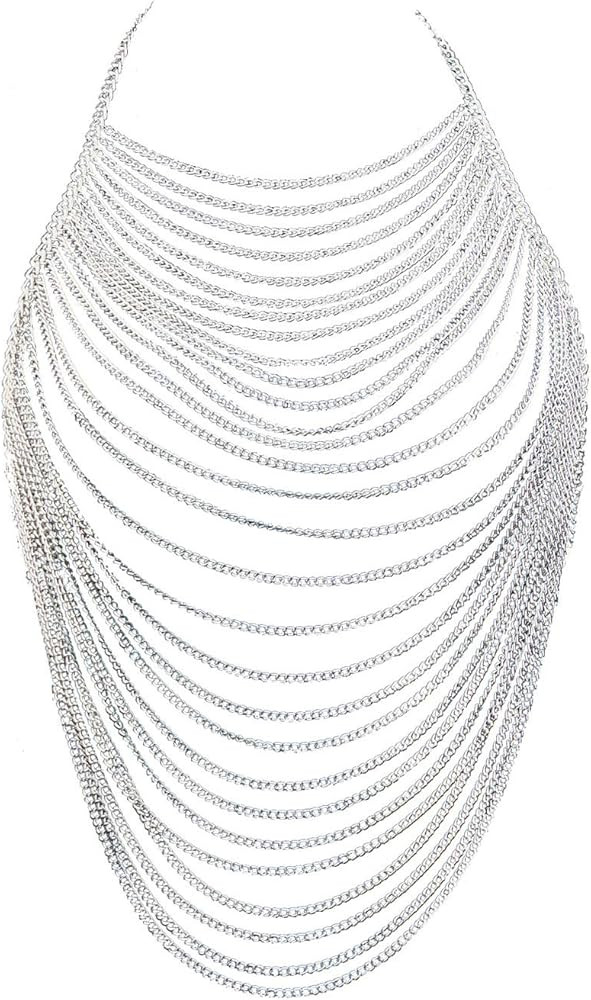 CHRAN Multi-Layer Body Chain Necklace, Gold Metal Chain Halter Top Jewelry, Sexy Chest Chain Acce... | Amazon (US)
