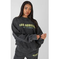 Los Angeles Acid Wash Oversized Sweatshirt Grey | Public Desire (US & CA)