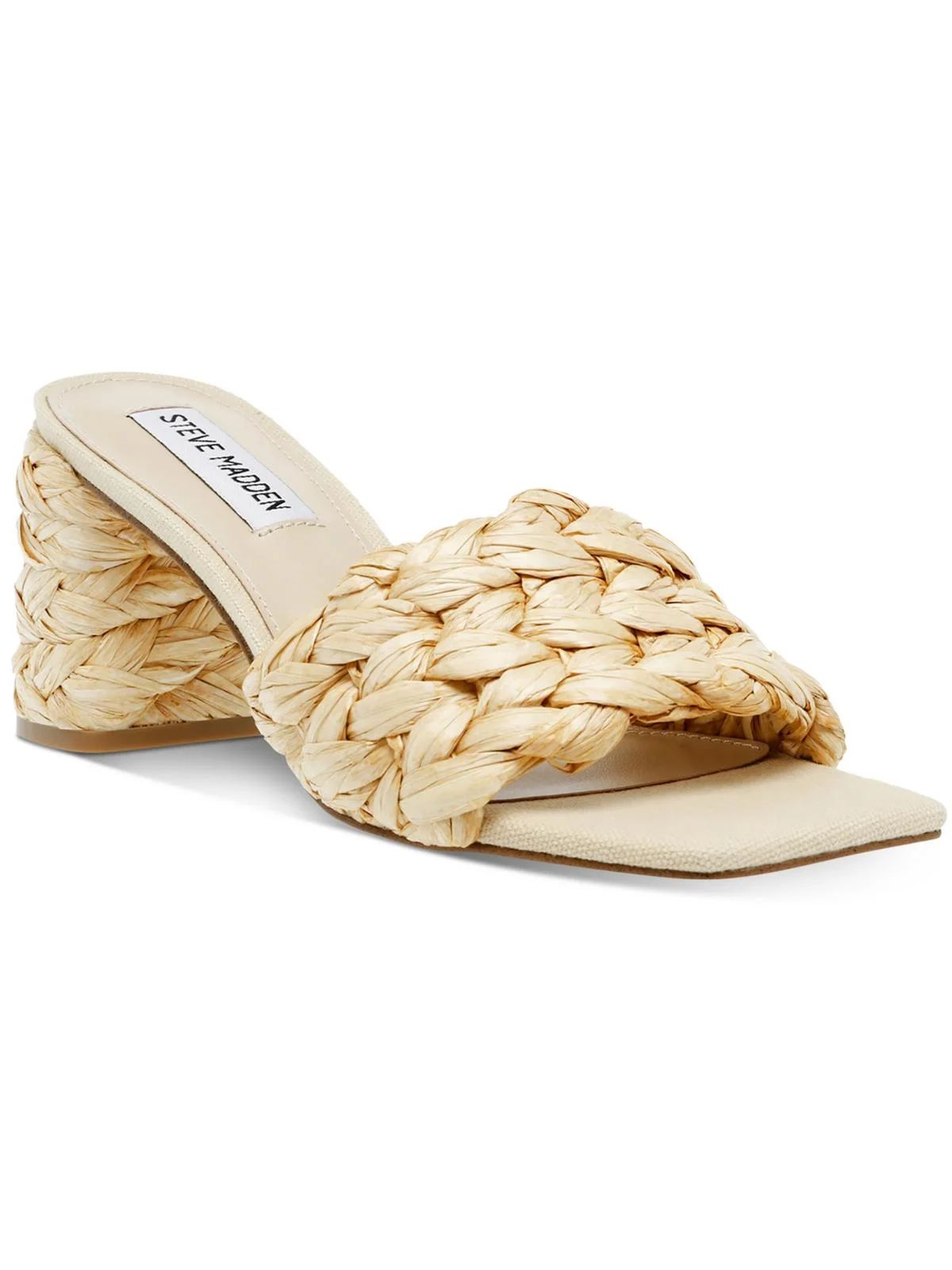 Steve Madden Womens Laveda Raffia Block Heel Slide Sandals | Walmart (US)