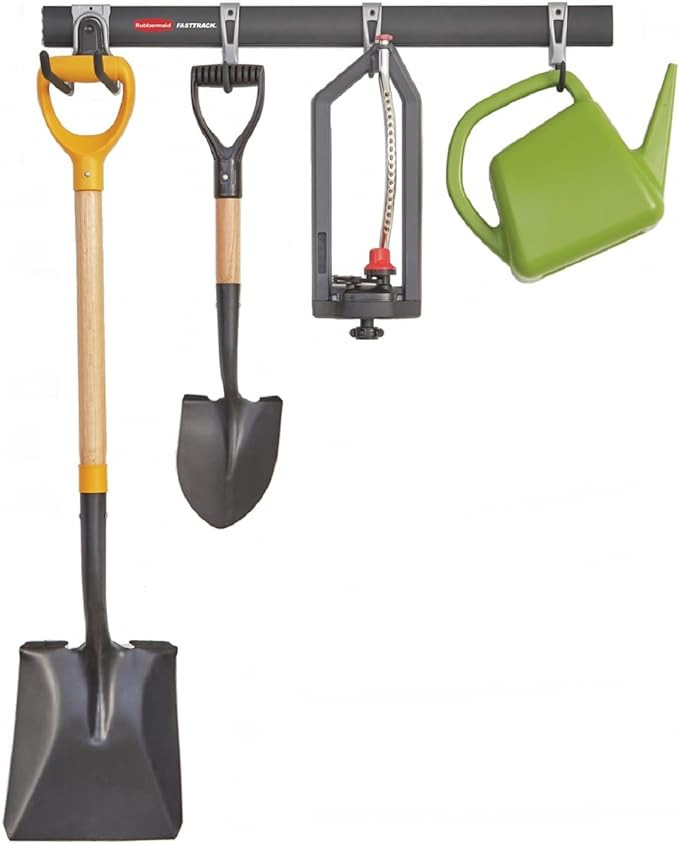 Rubbermaid FastTrack Garage Storage Utility Hooks 5 Piece Black All in One Rail Hook Kit and Tool... | Amazon (US)