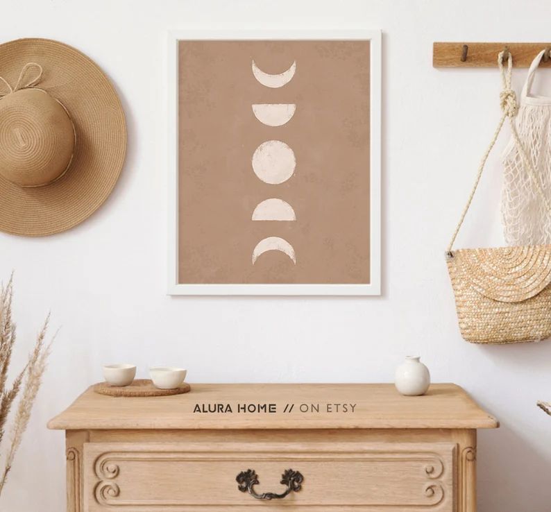 Moon Phases Print Boho Wall Decor Neutral Tone Print Boho | Etsy | Etsy (US)