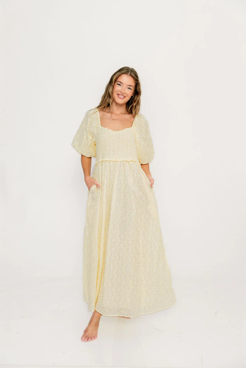 Krystal 100% Cotton Maxi Dress in Vintage Butter Yellow Ivory *2/26 PR | Worth Collective