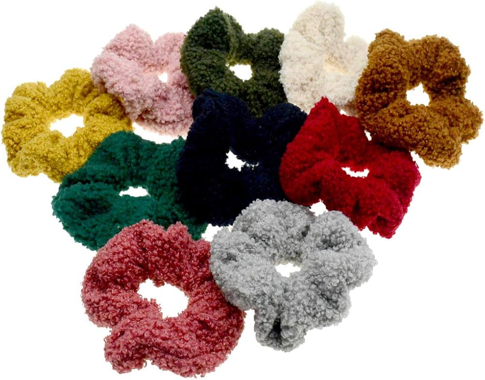 10 Pcs Colored Scrunchies for Hair Women Hair Elastic Ropes Accessories | Amazon (US)