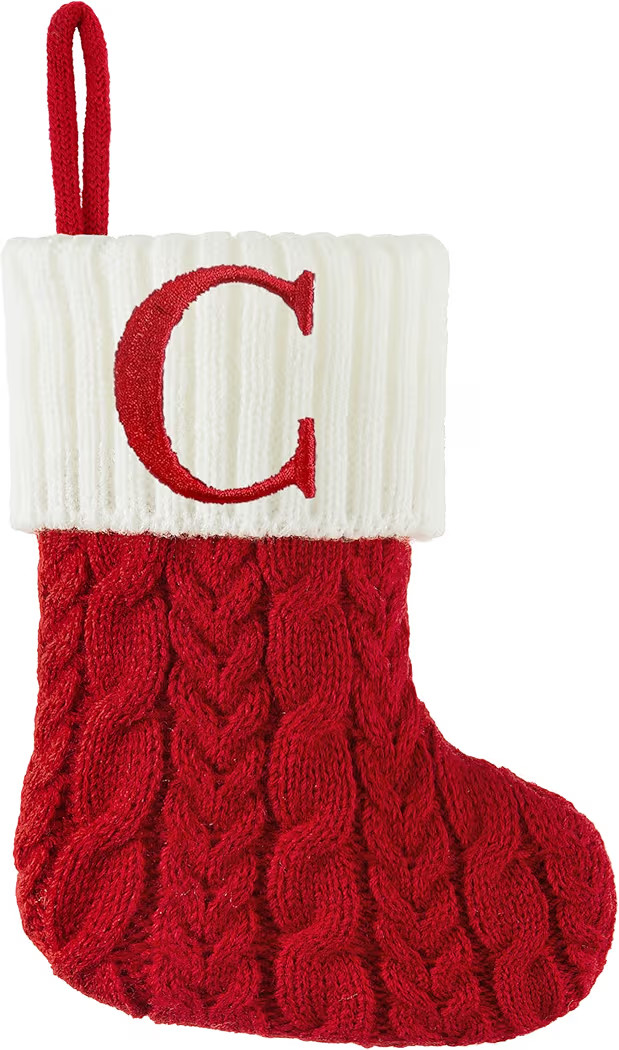 Christmas Stockings with Initials, 7 Inch Mini Letter Stocking, Embroidered Small Red White Cable... | Amazon (US)