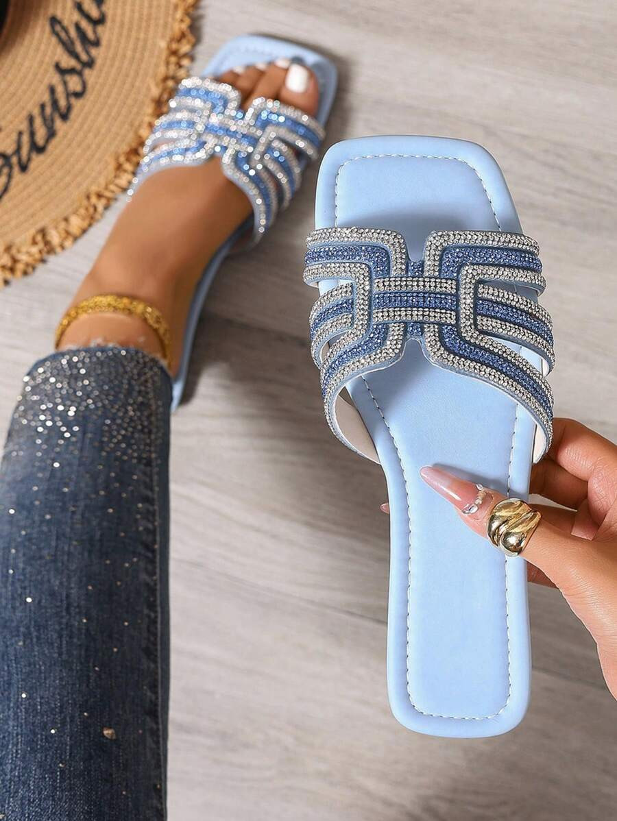 New Spring/Summer Fashion Brand H-Design Slip-On Slide Sandals For Women, Casual Slip-On Roman St... | SHEIN