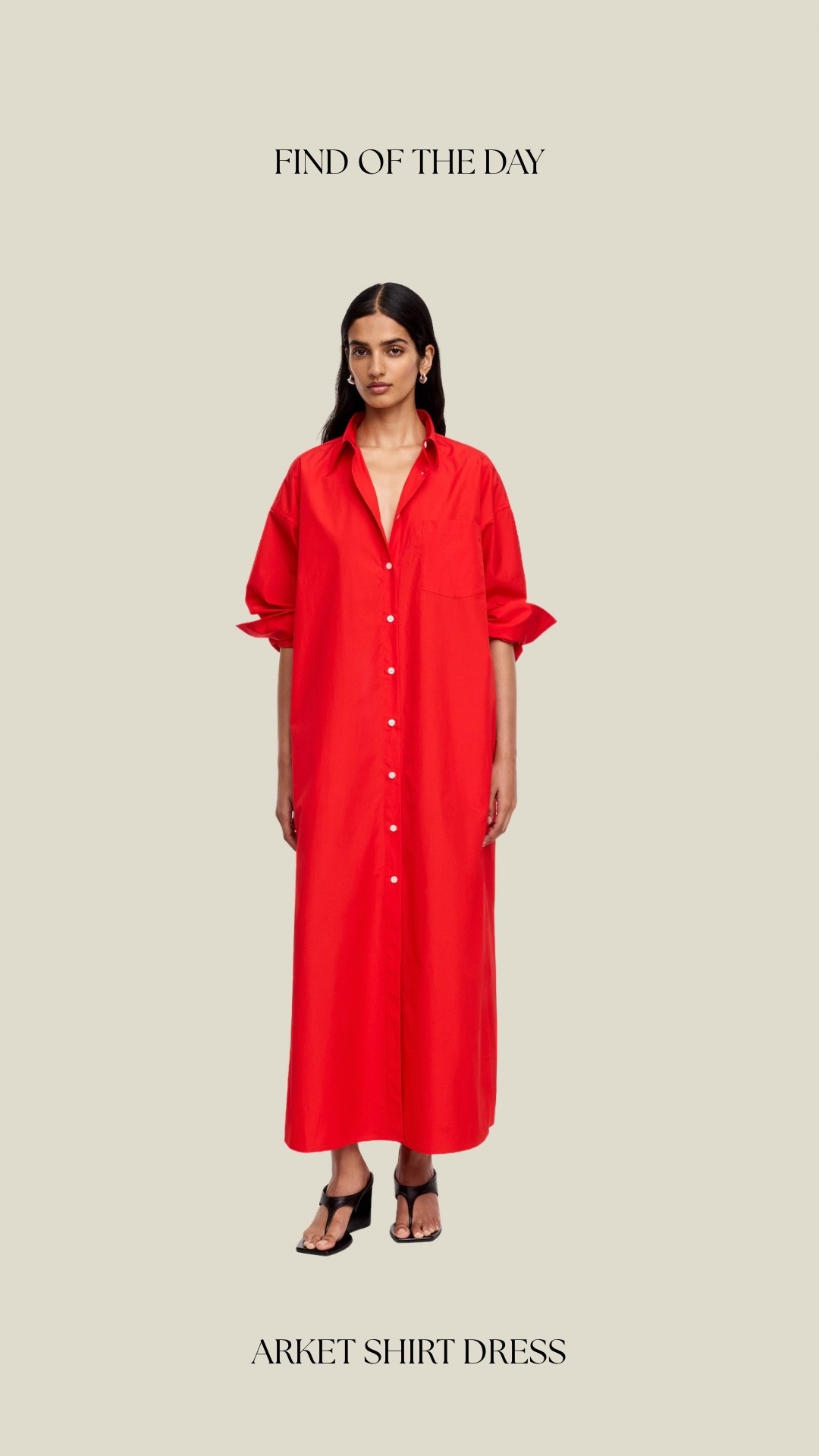 Obsessed with this red cotton shirt dress! I have it in blue too 
I have a medium