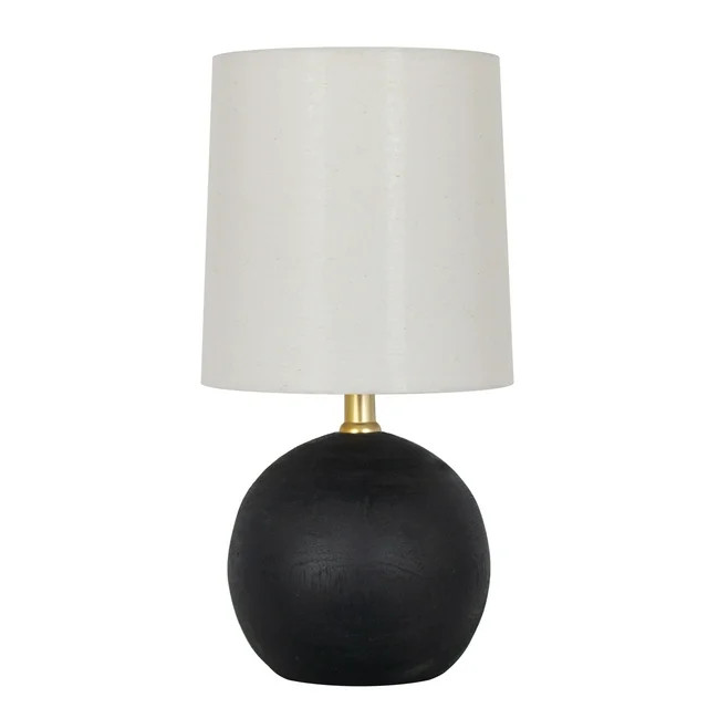 Mainstays 12.5” Mini Black Wood Ball Table Lamp with White Fabric Shade | Walmart (US)