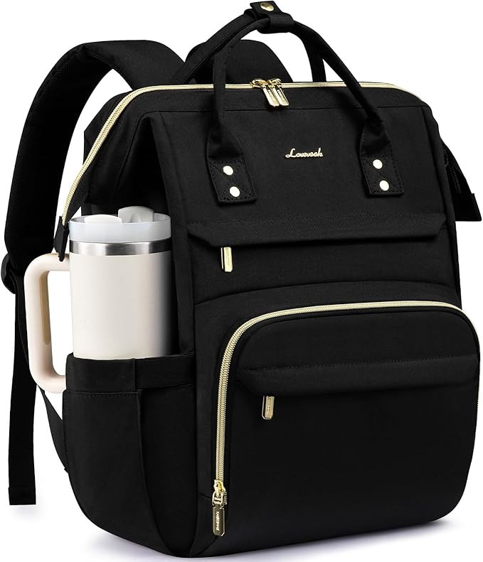 Laptop Backpack for Women with Giant Tumbler Holder Pocket,15.6 inch Waterproof Travel Backpack P... | Amazon (US)