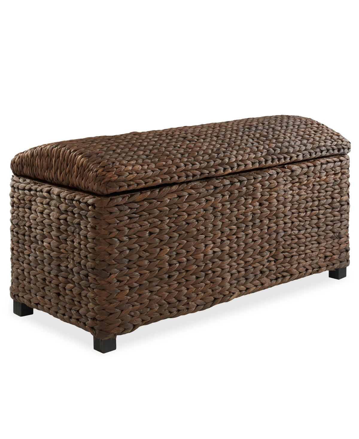 Casafield 36" Storage Trunk with Curved Lid, Safety Hinge - Espresso, Water Hyacinth Wicker Storage Chest Basket for Bedroom, Entry Way, Living R | Macy's