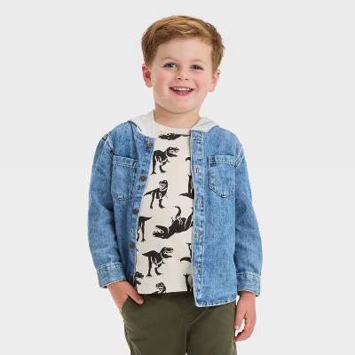Toddler Boys' Chambray Hooded Shacket - Cat & Jack™ Medium Wash | Target