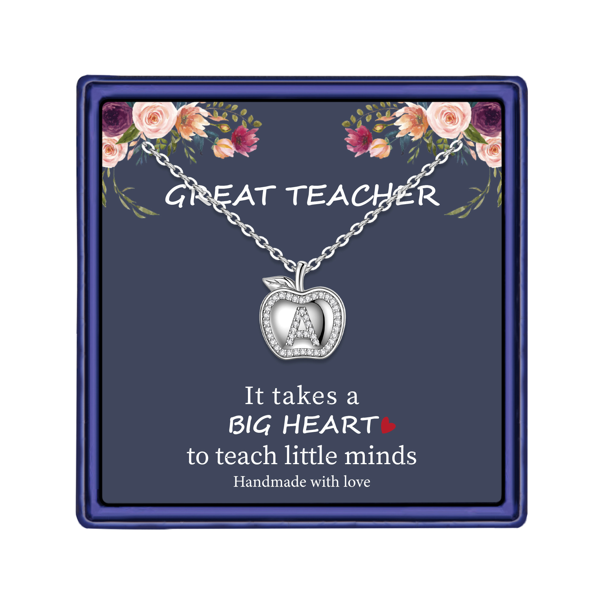 AUNOOL Teacher Gifts for Women Dainty CZ Apple Pendant Necklace for Teacher Initial Necklaces Gif... | Walmart (US)