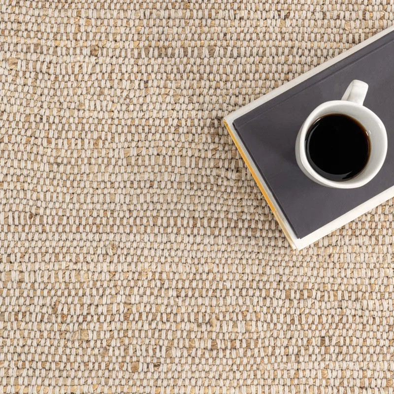Helton Farmhouse Jute Blend Natural Tan Area Rug | Wayfair North America