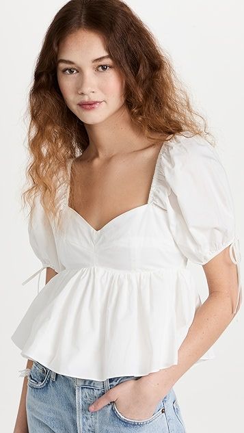 Tie Straps Puff Sleeve Top | Shopbop