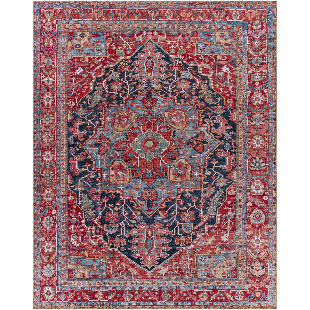 Fleckenstein Oriental Dark Blue/Burgundy/Cream Area Rug | Wayfair North America