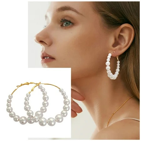 ZHIYU Pearl Hoop Earrings For Women Fashion Dangle Layer Earrings Drop Dangle Earrings Gifts For Wom | Walmart (US)