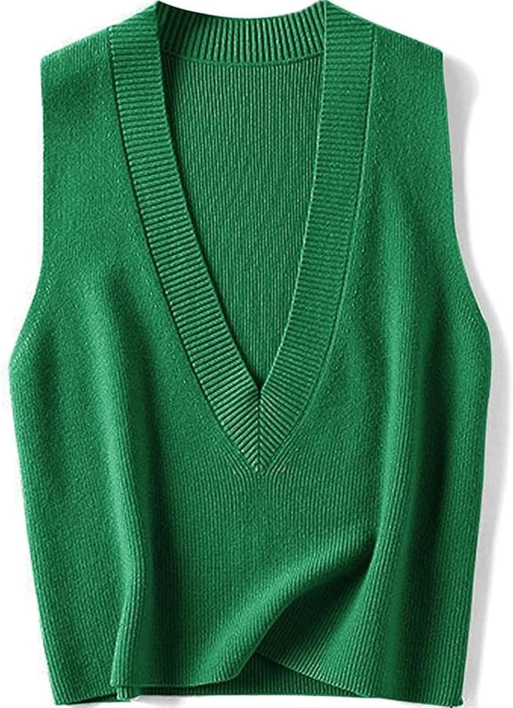 ZUEVI Women's Sweater Vest V Neck Sleeveless Pullover Knitwear Tops Casual Trendy Solid Crop Knit... | Amazon (US)