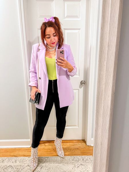 Such a fun 80s costume! Wore this purple blazer with neon green top and bedazzled booties for my brother’s 80s theme birthday party. So comfy and chic! Leather spanx, neon colors, and booties with a high ponytail and gold and pearl necklaces!

#diy #costume #diycostume #80s #80stheme #madonna #80soutfit #80sfashion #womensfashion #ootd #colorfuloutfit #purple #neon #blazer #blazeroutfit #purpleblazer #neonbodysuit #bodysuit #booties #bedazzled #layerednecklaces #trend #trending #halloween #newyears #newyearsoutfit #winteroutfit #springoutfit #ltkshoecrush #ltkcurves

#LTKunder50 #LTKunder100 #LTKstyletip