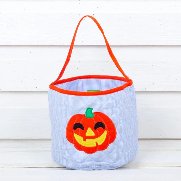 Blue Gingham Pumpkin Halloween Basket | Classic Whimsy
