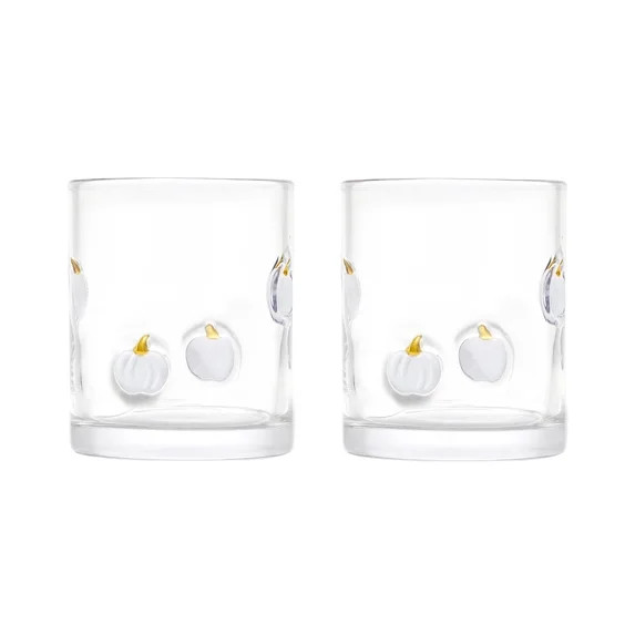 Thyme & Table 12 fl oz White Pumpkin Charm Drinking Glasses, Set of 2 | Walmart (US)